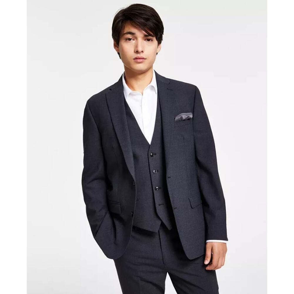 Bar III Men's Charcoal Wool-Blend Skinny Wrinkle-Resistant Suit Jacket Size 36S